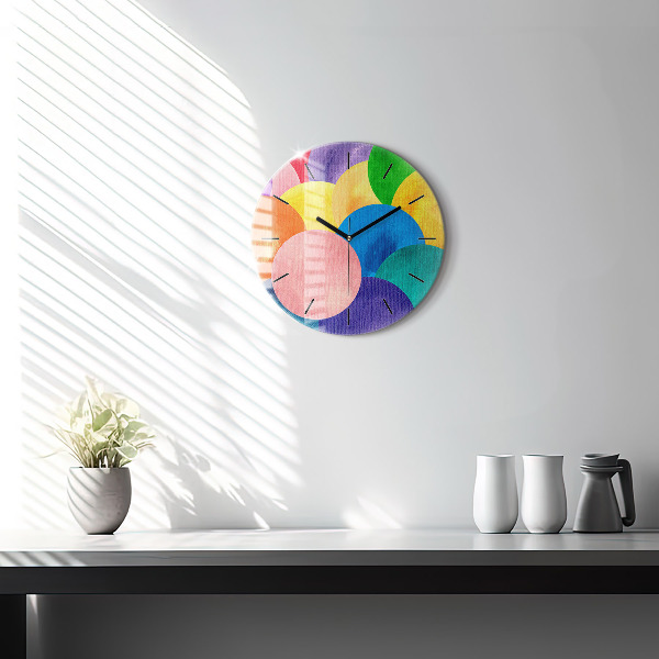 Round glass clock Abstract circles