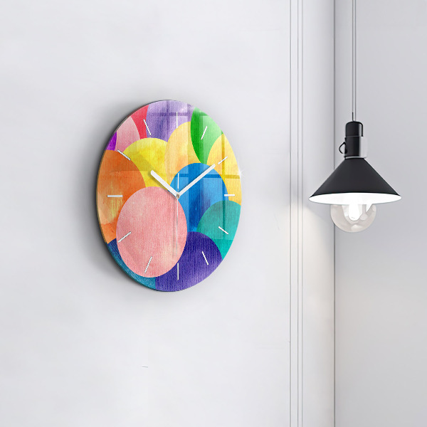 Round glass clock Abstract circles