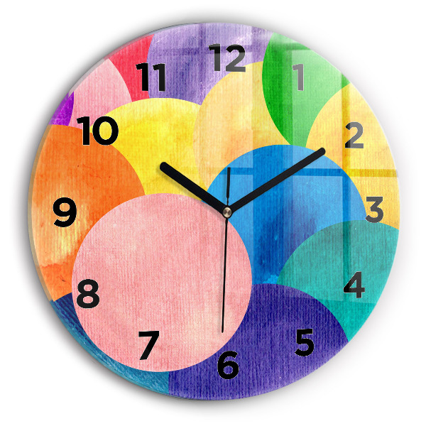 Round glass clock Abstract circles