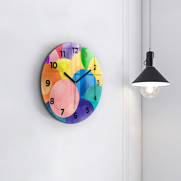Round glass clock Abstract circles