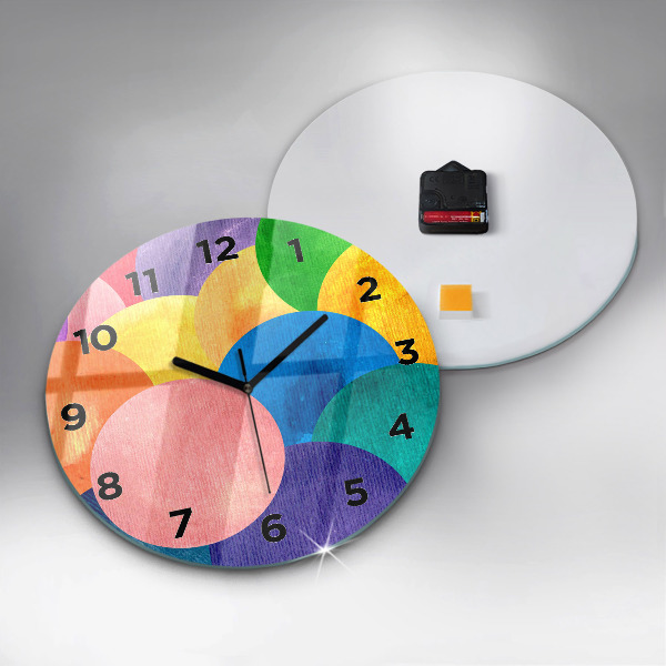 Round glass clock Abstract circles