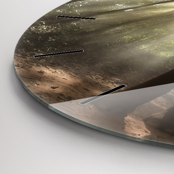 Round glass clock Elephant in the jungle