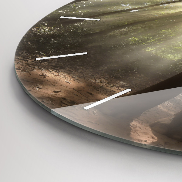 Round glass clock Elephant in the jungle