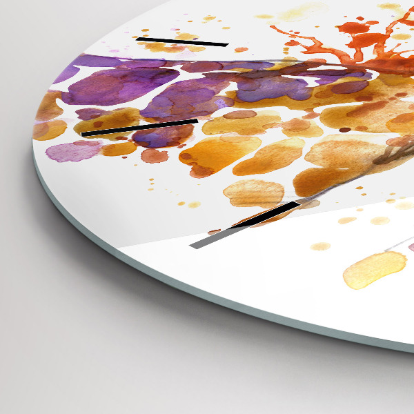 Round glass clock Giraffe - watercolor