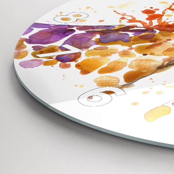 Round glass clock Giraffe - watercolor