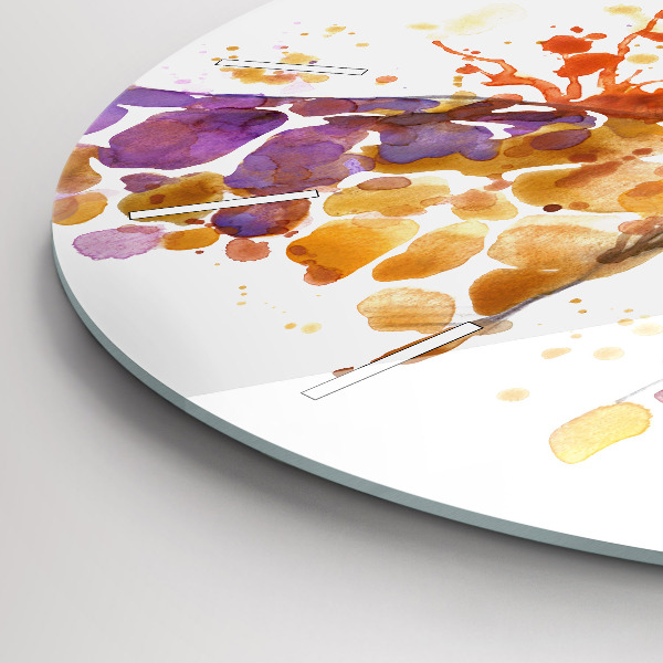 Round glass clock Giraffe - watercolor