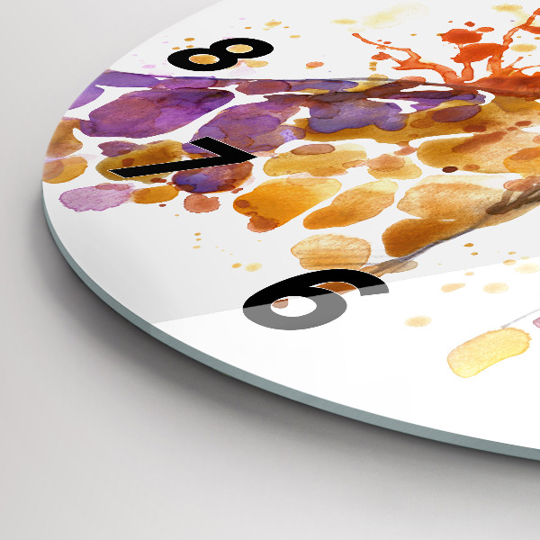 Round glass clock Giraffe - watercolor