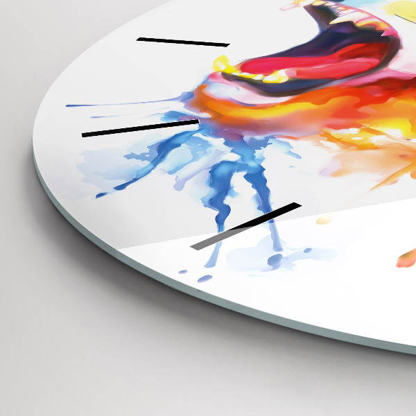 Round glass clock Lion - watercolor