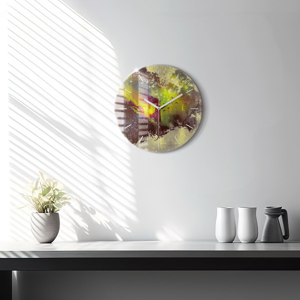 Round glass clock Woman in the forest