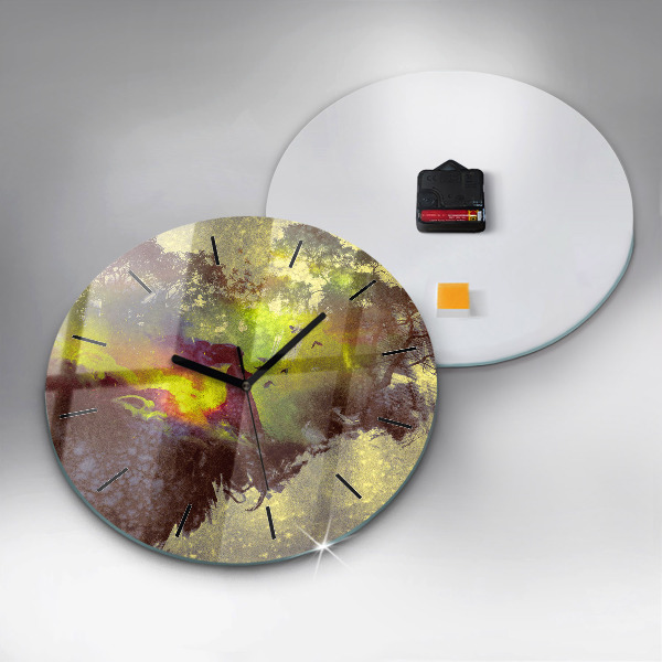 Round glass clock Woman in the forest