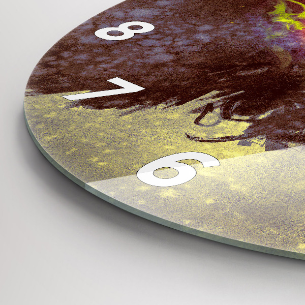 Round glass clock Woman in the forest
