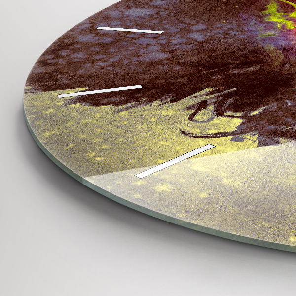 Round glass clock Woman in the forest