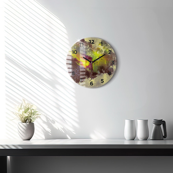 Round glass clock Woman in the forest