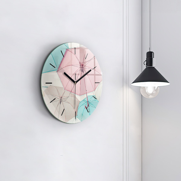 Round glass clock Pastel umbrellas