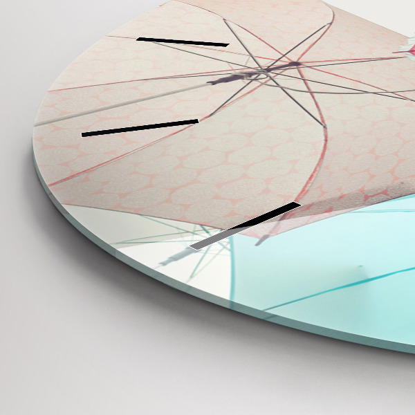 Round glass clock Pastel umbrellas