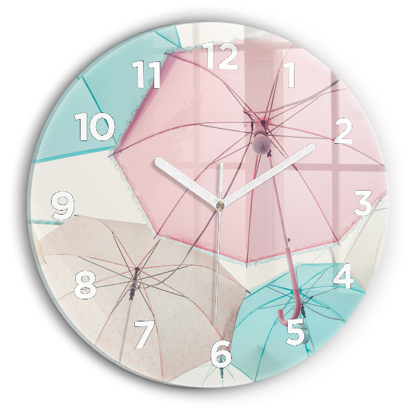 Round glass clock Pastel umbrellas