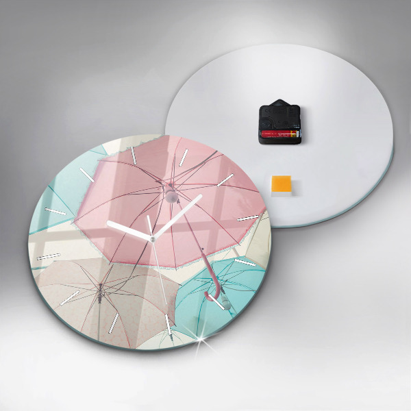 Round glass clock Pastel umbrellas