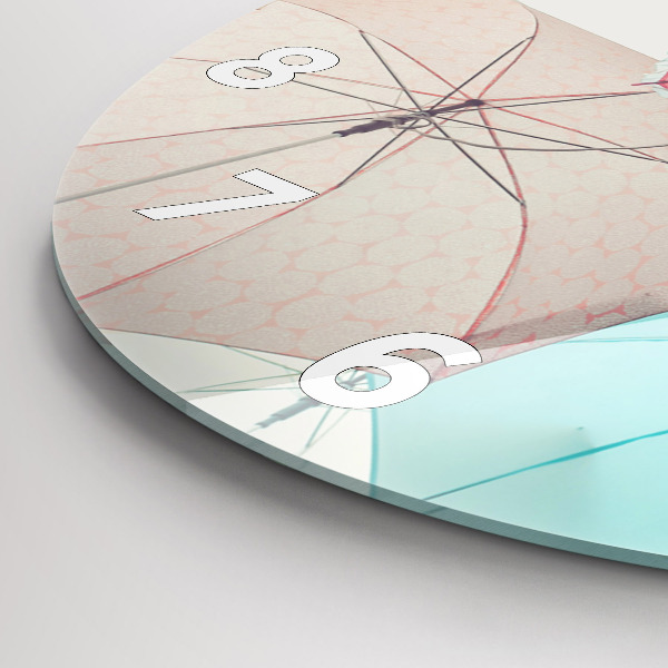 Round glass clock Pastel umbrellas