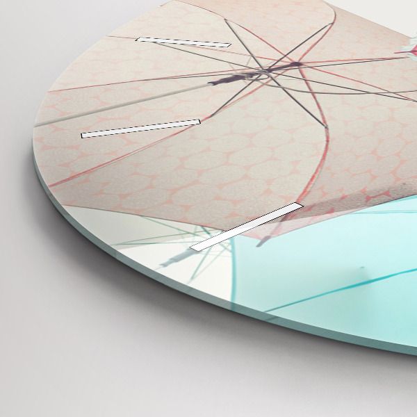 Round glass clock Pastel umbrellas