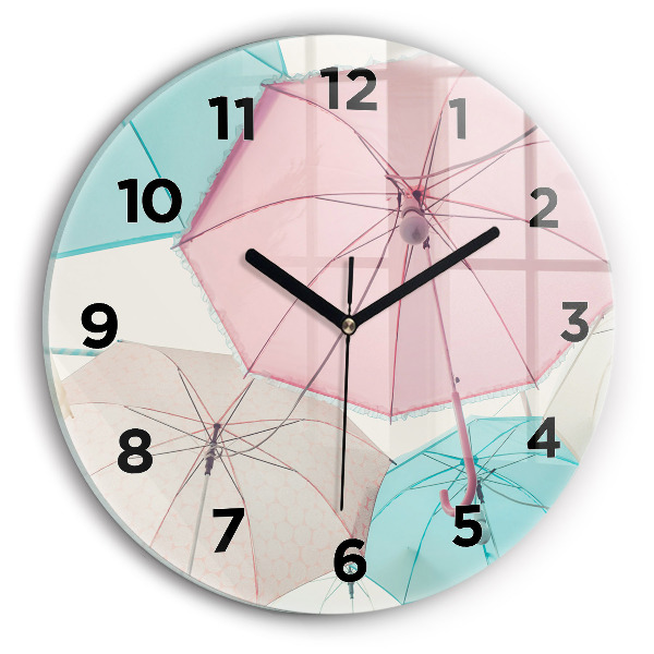 Round glass clock Pastel umbrellas