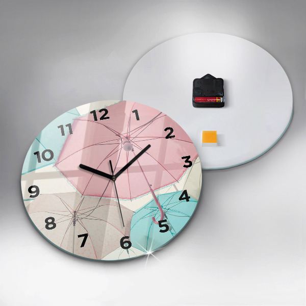 Round glass clock Pastel umbrellas