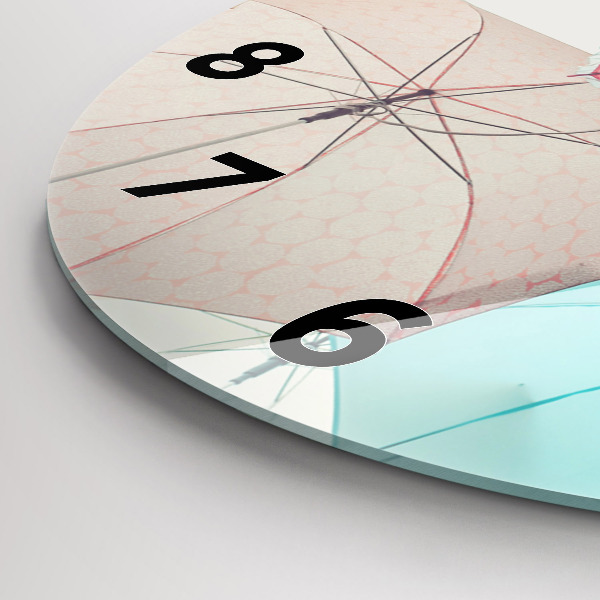 Round glass clock Pastel umbrellas