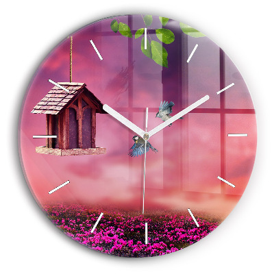 Round glass clock Birdhouse