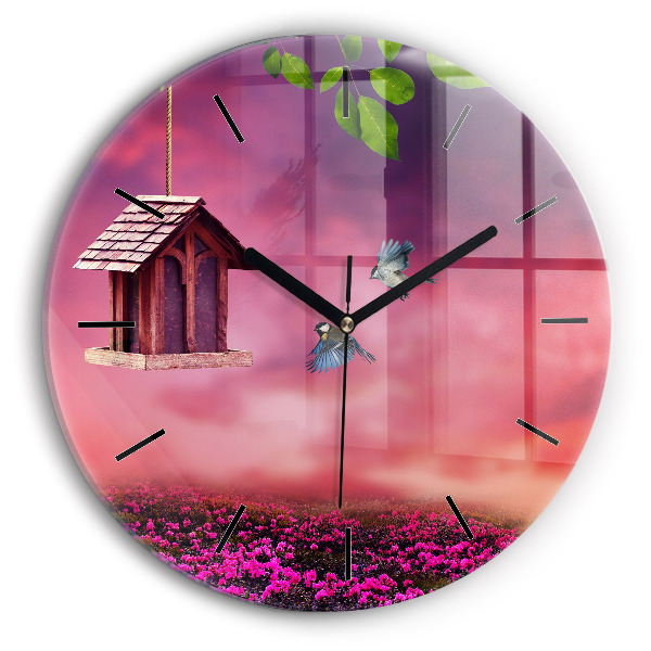 Round glass clock Birdhouse