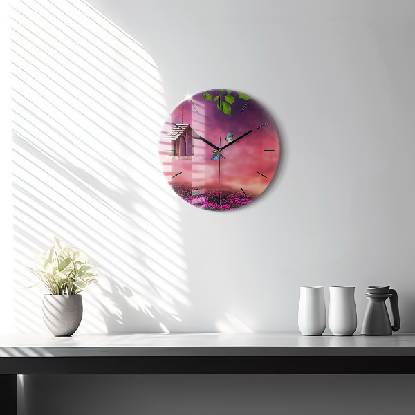 Round glass clock Birdhouse