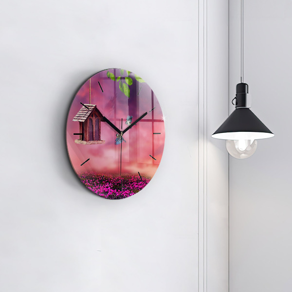 Round glass clock Birdhouse