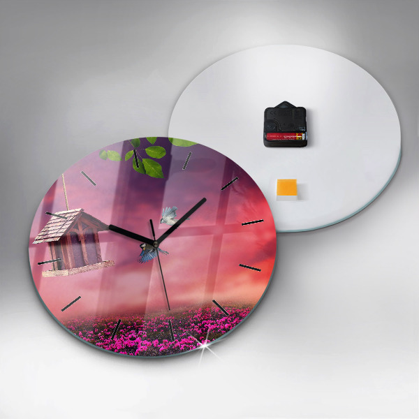 Round glass clock Birdhouse