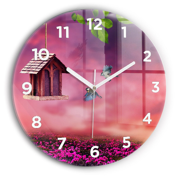 Round glass clock Birdhouse
