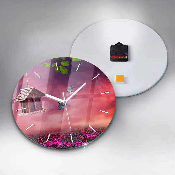 Round glass clock Birdhouse