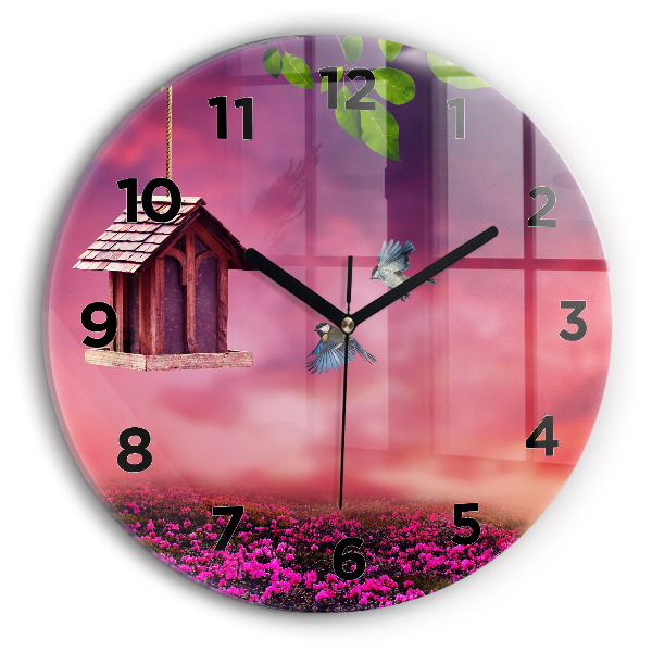 Round glass clock Birdhouse