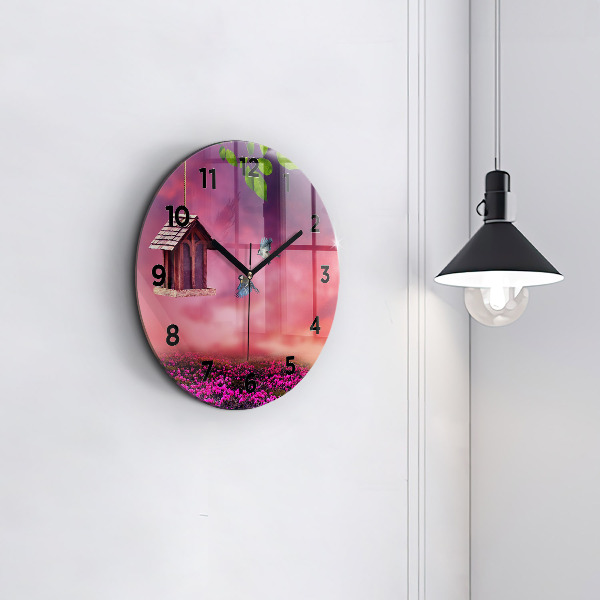 Round glass clock Birdhouse