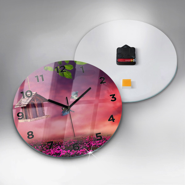 Round glass clock Birdhouse