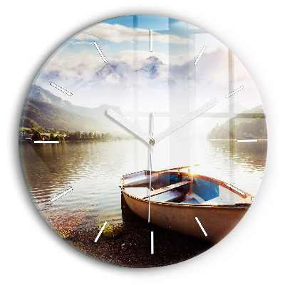 Round glass clock Lake view
