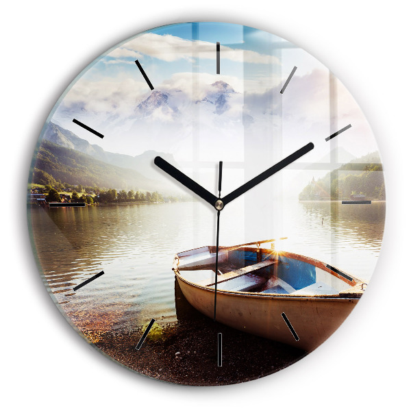 Round glass clock Lake view