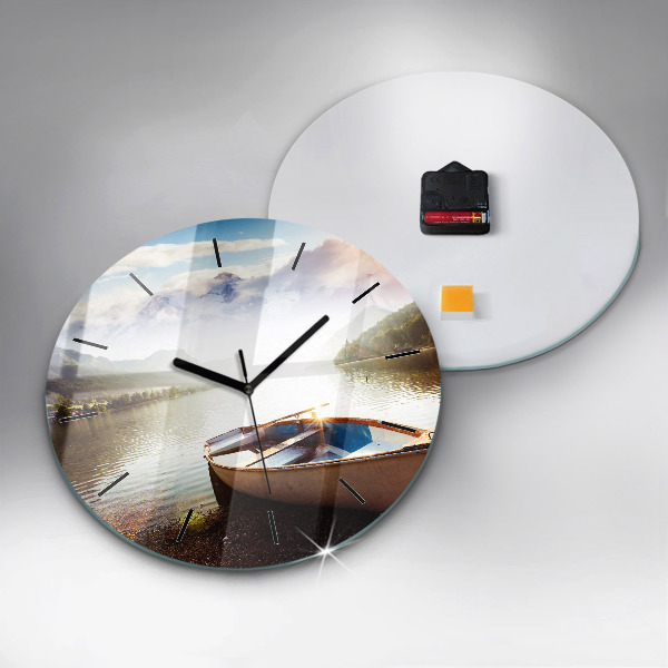 Round glass clock Lake view