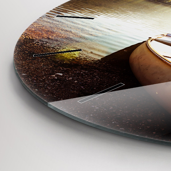 Round glass clock Lake view