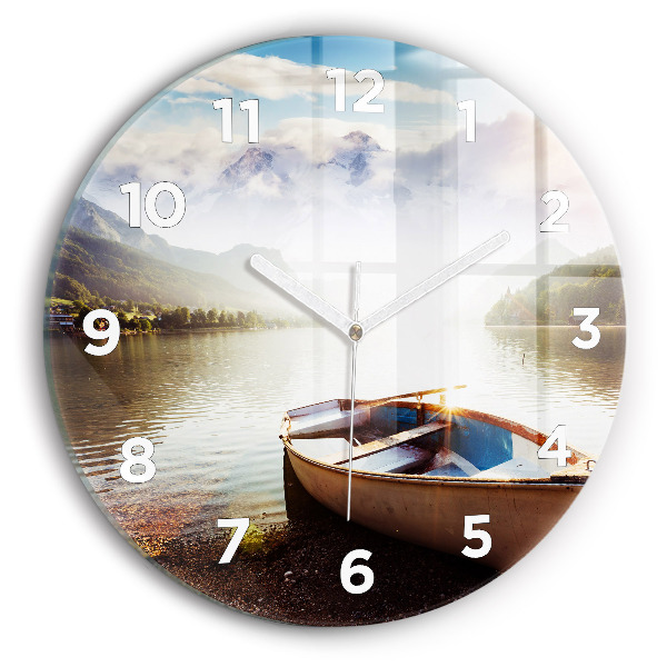 Round glass clock Lake view