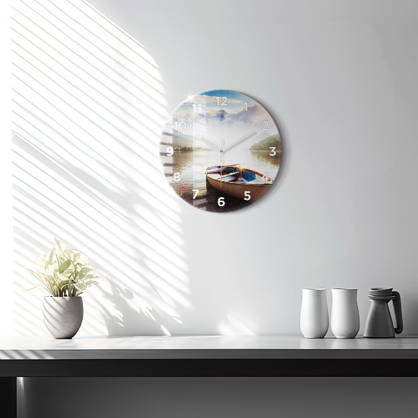 Round glass clock Lake view