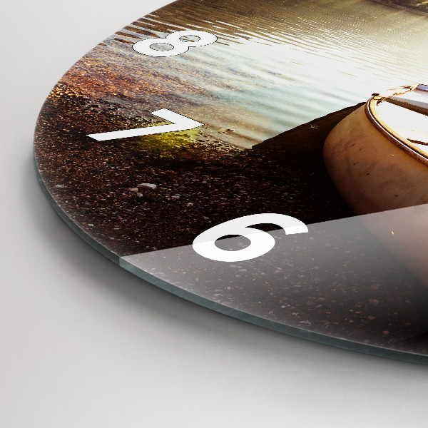 Round glass clock Lake view