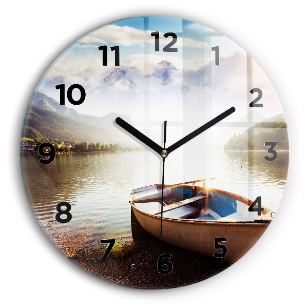 Round glass clock Lake view