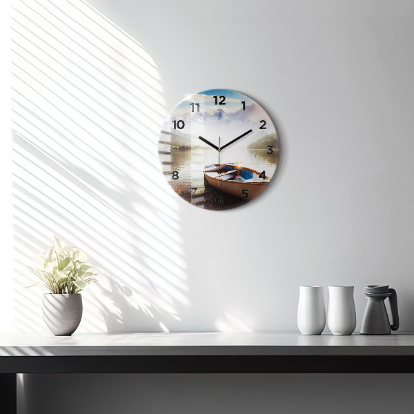Round glass clock Lake view