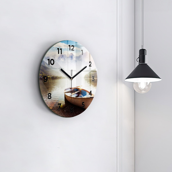 Round glass clock Lake view