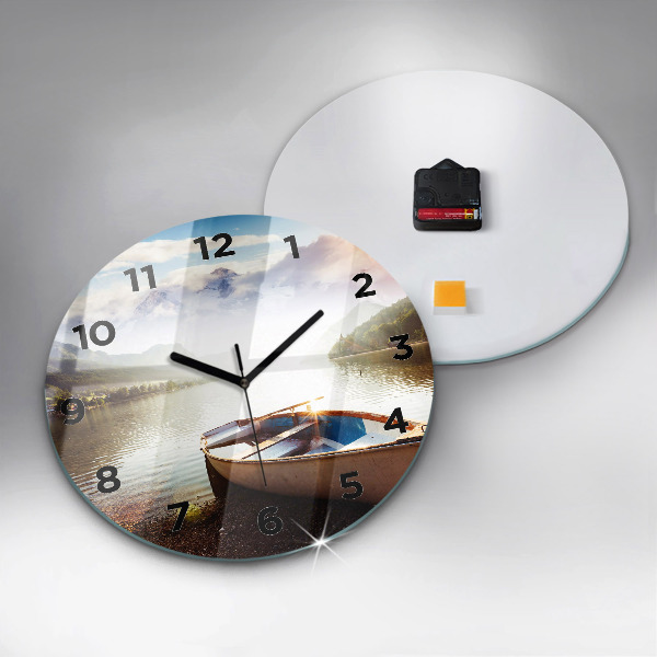 Round glass clock Lake view