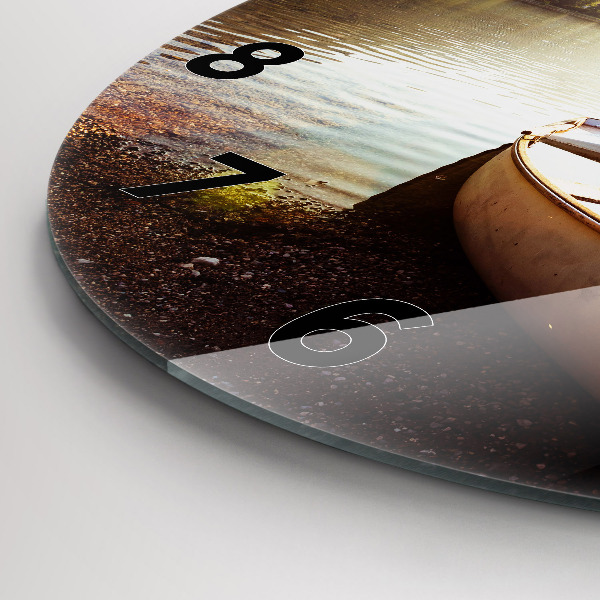 Round glass clock Lake view