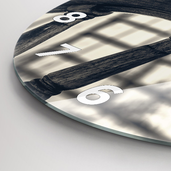 Round glass clock Ancient ship