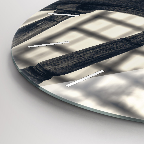 Round glass clock Ancient ship